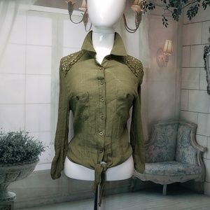 Roommates blouse size large green